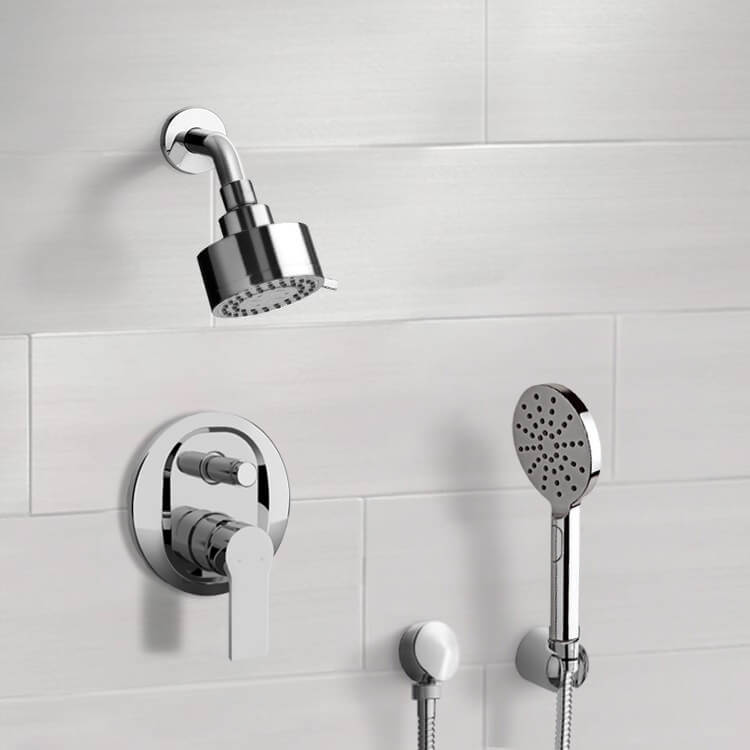 Remer SFH67 Chrome Shower System with Multi Function Shower Head and Hand Shower